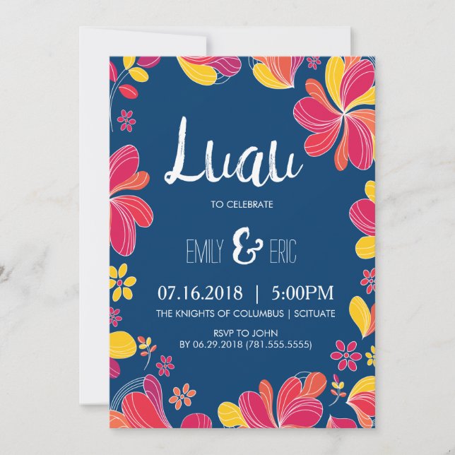 Invitación de Luau - Partido Tropical Hawaiano (Anverso)