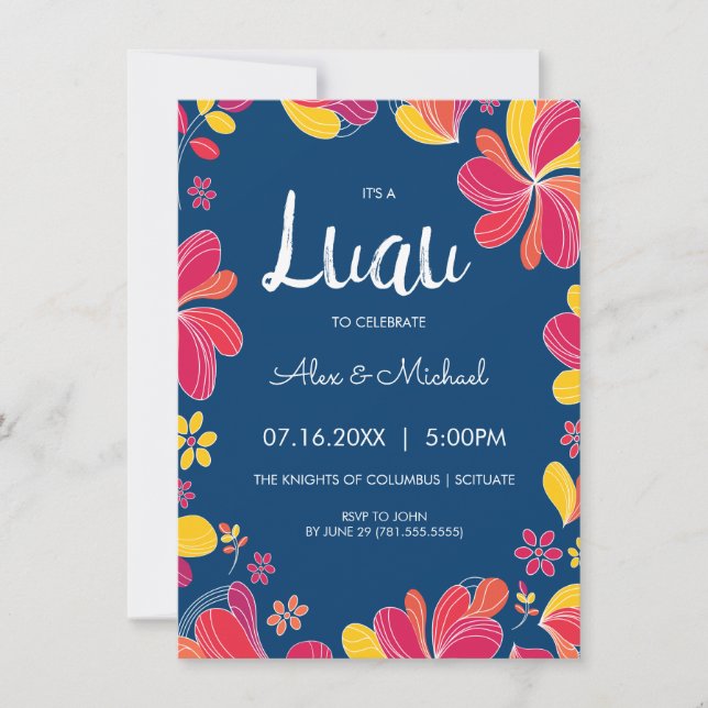 Invitación de Luau - Partido Tropical Hawaiano (Anverso)
