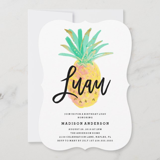 Invitación de Luau Party (Anverso)
