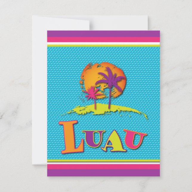 Invitación de Luau Party ::4.25" x 5.5" (Anverso)