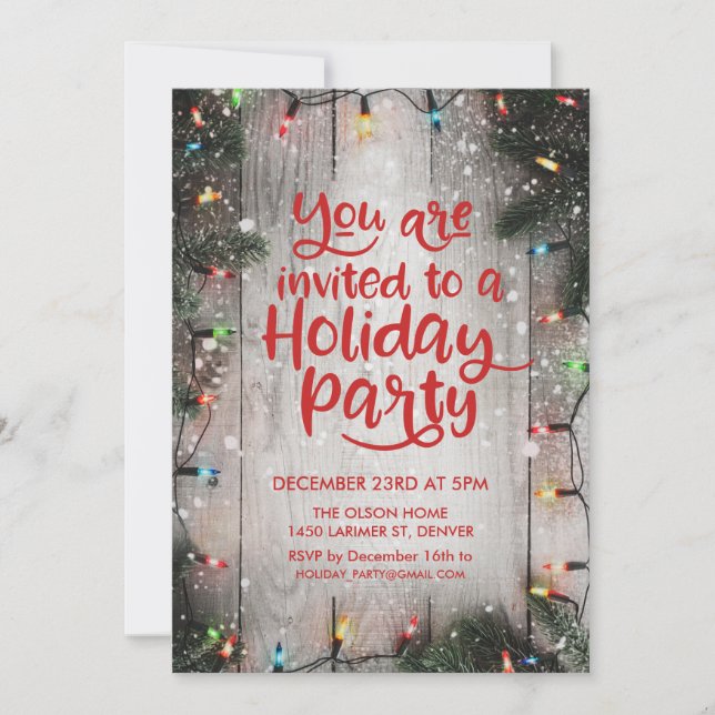 Invitación de Luces de Fiesta de Navidad de Invier (Anverso)