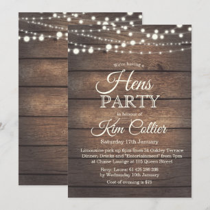 Invitación de Luces de Madera Rústica para Fiesta