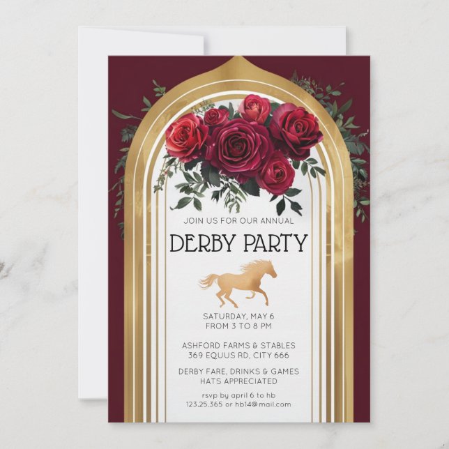 Invitación de lujo al Derby de Kentucky Arco dorad (Anverso)