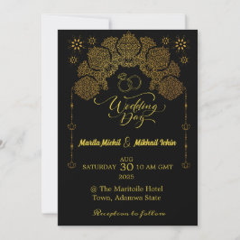 Invitación de lujo con ornamento islámico de oro
