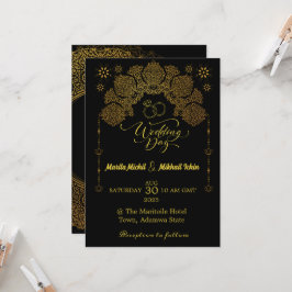 Invitación de lujo con ornamento islámico de oro