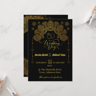 Invitación de lujo con ornamento islámico de oro