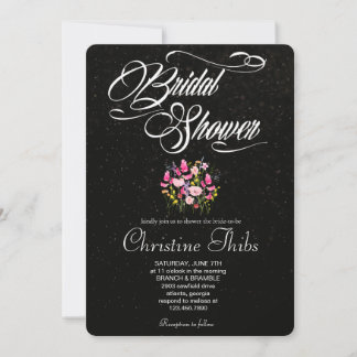 Invitación de lujo de boda con flores rosa intenso