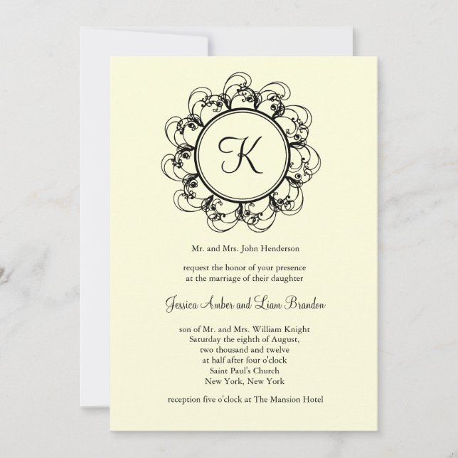 Invitación de lujo de la boda del monograma (de (Anverso)