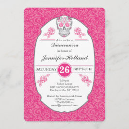 Invitación de lujo de Quinceañera del rosa del