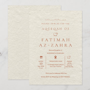 Invitación de lujo en beige para Aqeeqah islámica