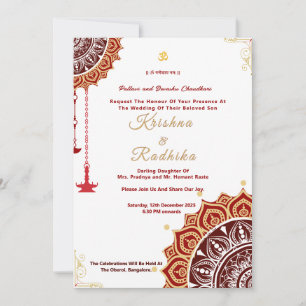 invitación de lujo étnica hindú para boda india