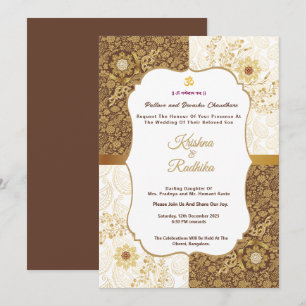 Invitación de lujo étnica hindú para boda india