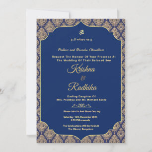 invitación de lujo étnica hindú para boda india