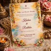 Invitación de lujo étnica hindú para boda india