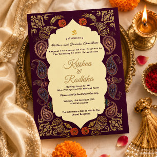 invitación de lujo étnica hindú para boda india
