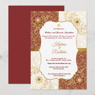 Invitación de lujo étnica para boda hindú india