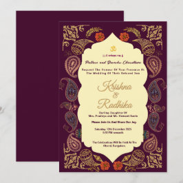 Invitación de lujo étnica para boda hindú india