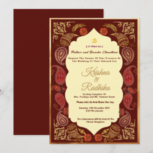 Invitación de lujo étnica para boda hindú india