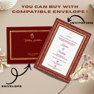 Invitación de lujo étnica para boda hindú india