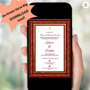 Invitación de lujo étnica para boda hindú india