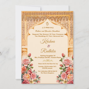 invitación de lujo étnica para boda india