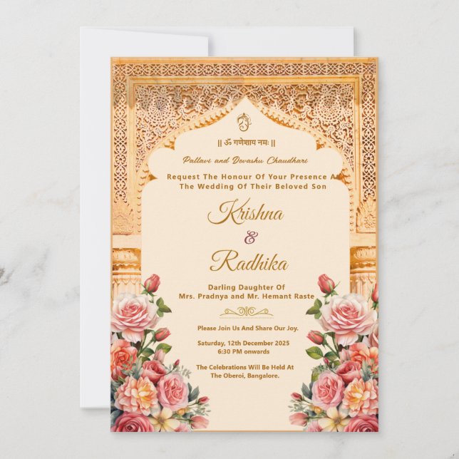invitación de lujo étnica para boda india (Anverso)