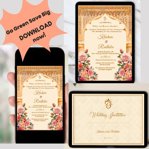 invitación de lujo étnica para boda india