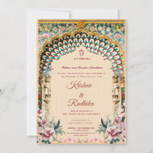 Invitación de lujo étnico real para boda india