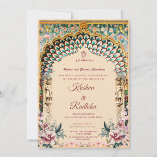 Invitación de lujo étnico real para boda india