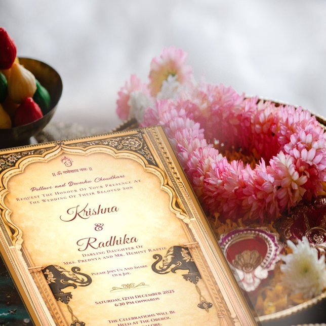Invitación de lujo étnico real para boda india (Subido por el creador)