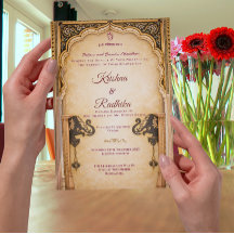 Invitación de lujo étnico real para boda india