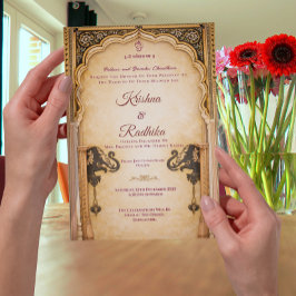 Invitación de lujo étnico real para boda india
