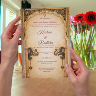 Invitación de lujo étnico real para boda india