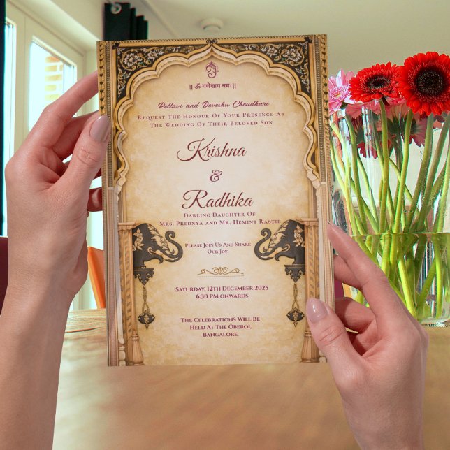 Invitación de lujo étnico real para boda india (Subido por el creador)