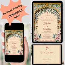 Invitación de lujo étnico real para boda india