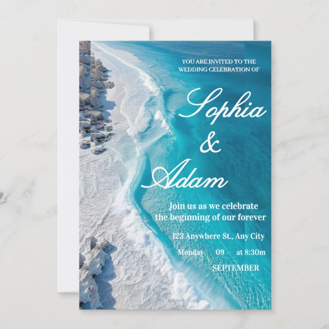 Invitación de Lujo Ola del Océano (Anverso)