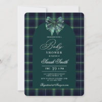 Invitación de lujo para baby shower con tartán
