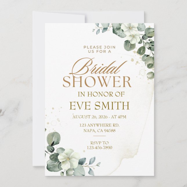 Invitación de lujo para boda y ducha nupcial (Anverso)