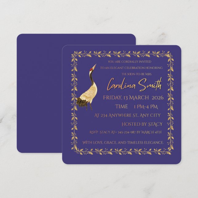 Invitación de lujo para despedida de soltera | Cra (Anverso / Reverso)