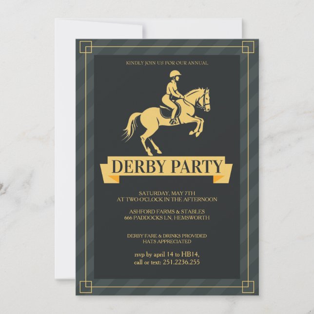 Invitación de lujo para fiesta del Derby de Kentuc (Anverso)