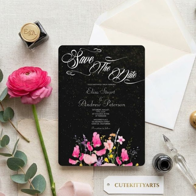 Invitación de lujo para guardar la fecha floral ro (Subido por el creador)