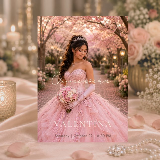 Invitación de lujo rosa claro para Quinceañera (Subido por el creador)