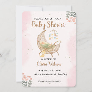 Invitación de luna para baby shower boho acuarela
