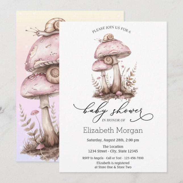 Invitación de lunares Ombre caracol setas (Anverso / Reverso)