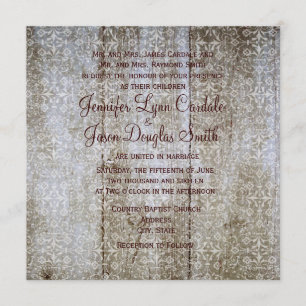 Invitación de madera apenada capa de la boda del
