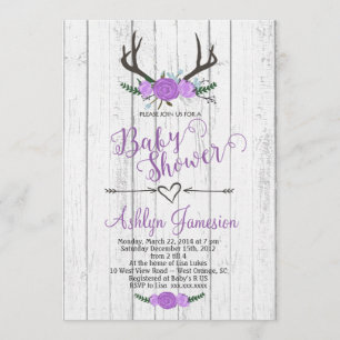 Invitación de madera blanca de Baby Shower de la