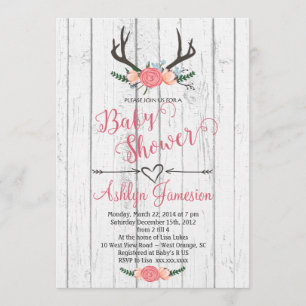 Invitación de madera blanca de Baby Shower de la
