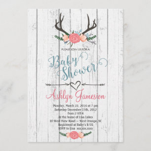 Invitación de madera blanca de Baby Shower de la