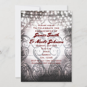 Invitación de madera blanca vintage tallada corazó