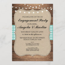 Invitación de madera de comprobación Verde azulada